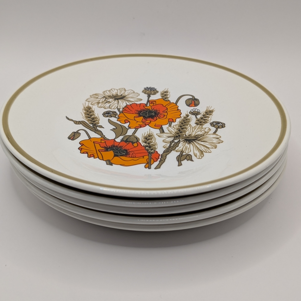 Vintage J&G Meakin Studio 'Poppy' Collection Dessert Plates Set Of 5